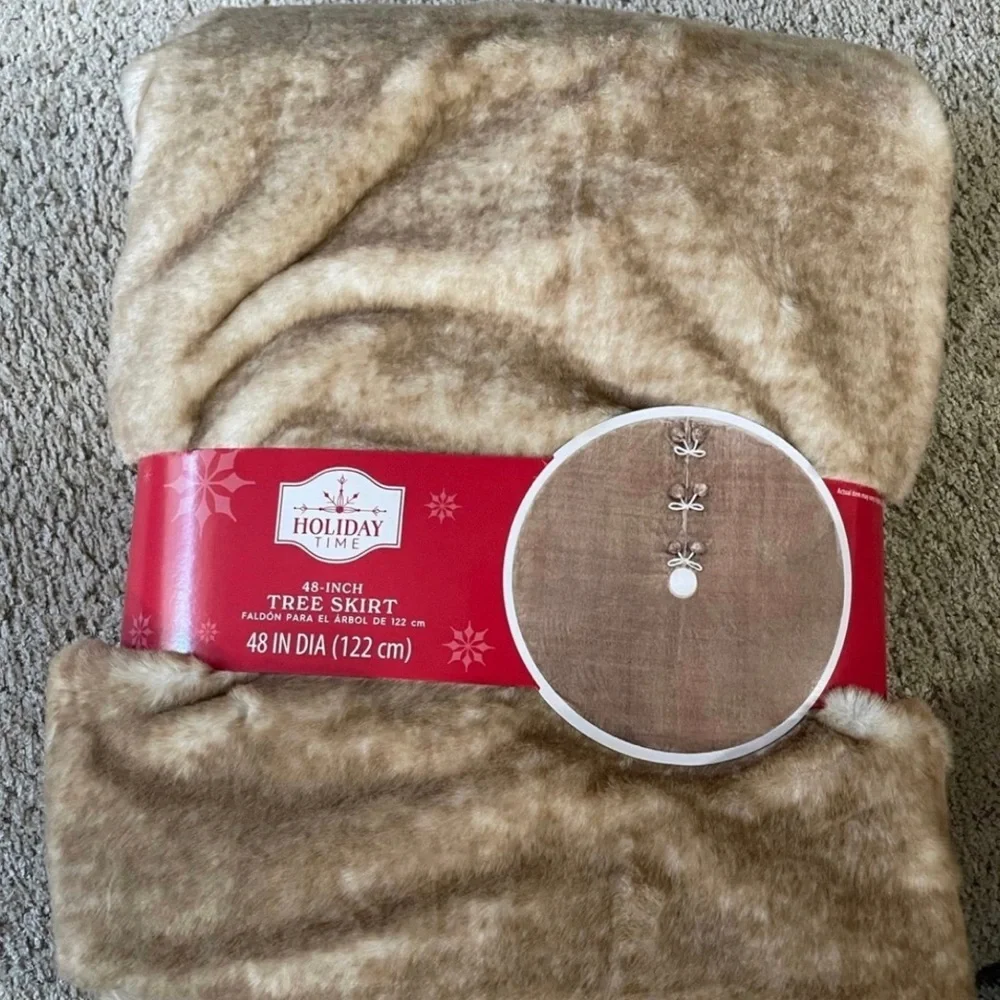Brown Faux Fur Christmas Tree Skirt, 48” Diameter by Holiday Time - Walmart